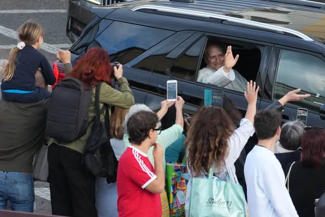 Leo leaves Agostino Gemelli Polyclinic in Rome (Gregorio Borgia/AP)