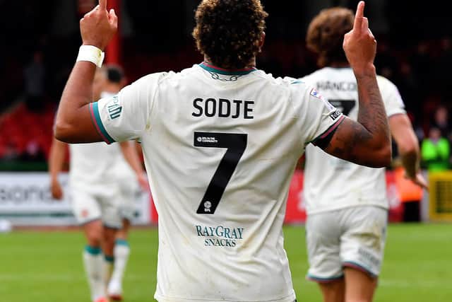 Tai Sodje celebrates his goal.