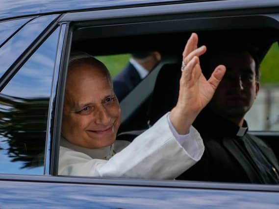 Pope Leo XIV leaves Rome’s Agostino Gemelli Polyclinic after Tuesday’s surgery to remove a lung cancer