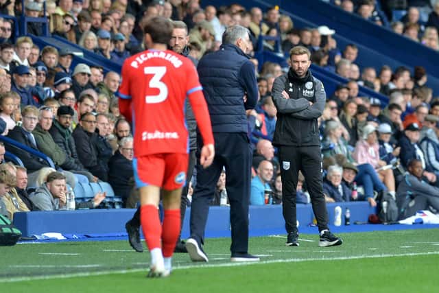 James Morrison and Tony Mowbray in The Hawthorns technical area.