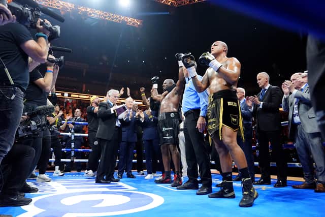 Daniel Dubois (centre left) was a comprehensive winner (Nick Potts/PA)