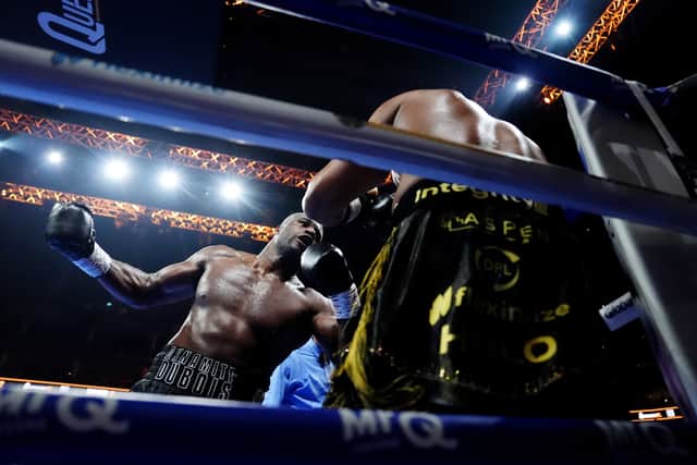 Daniel Dubois (left) launched a relentless assault at Fabio Wardley at The O2 Arena (Nick Potts/PA)