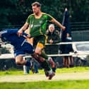 Lye Town's Alfie Didlock is brought down during the 6-5 thriller against AFC Wolverhampton City won by Lye.