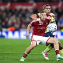 Nottingham Forest’s Liam Delap, left, and Arsenal’s Riccardo Calafiori battle for the ball