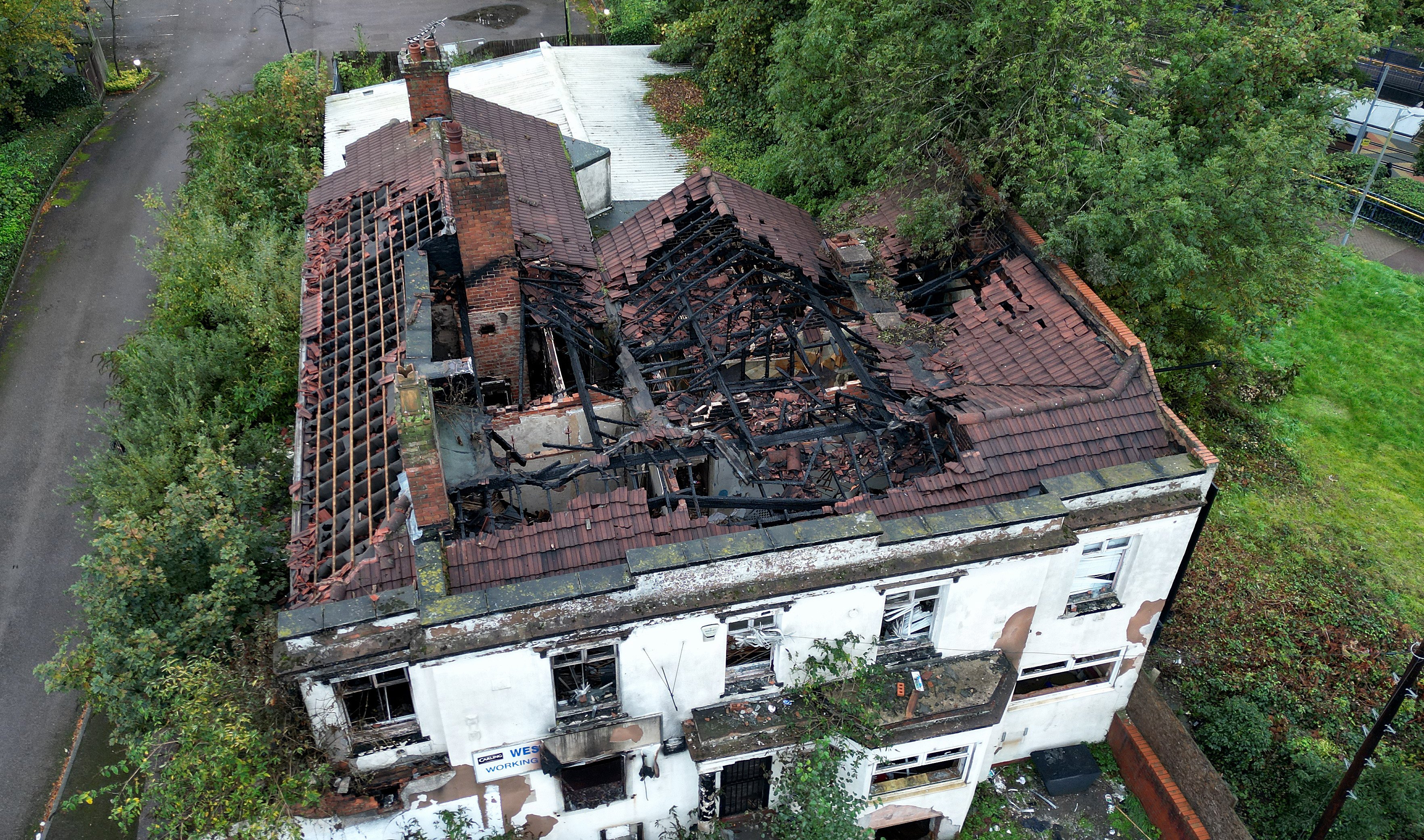 Drone footage shows extent of fire damage at West Bromwich social club