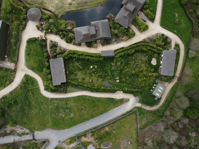 An aerial view of the existing site - the area to the south (bottom of image) is to be developed. At the top of the image are the adjacent elephant lodges