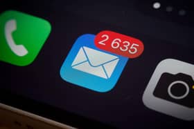 The Mail app is seen on an iPhone mobile device