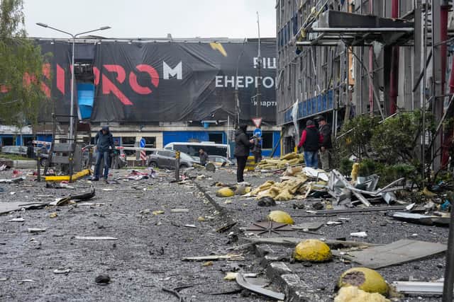 Russia fired 16 ballistic missiles at Kyiv and the region around it,  Volodymyr Zelensky said (Efrem Lukatsky/AP)
