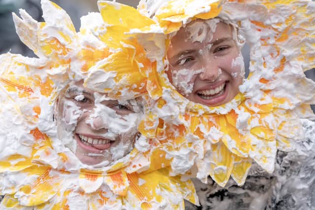The foam fight takes place on St Salvator’s Lower College Lawn at the University of St Andrews (Jane Barlow/PA)