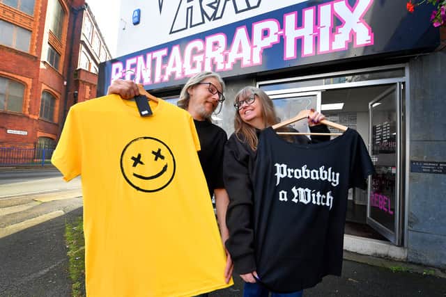 Chris and Sally Pearce-Jones at Pentagraphix, Hagley Road, Stourbridge. Pic: Tim Thursfield/Iconic Media Group