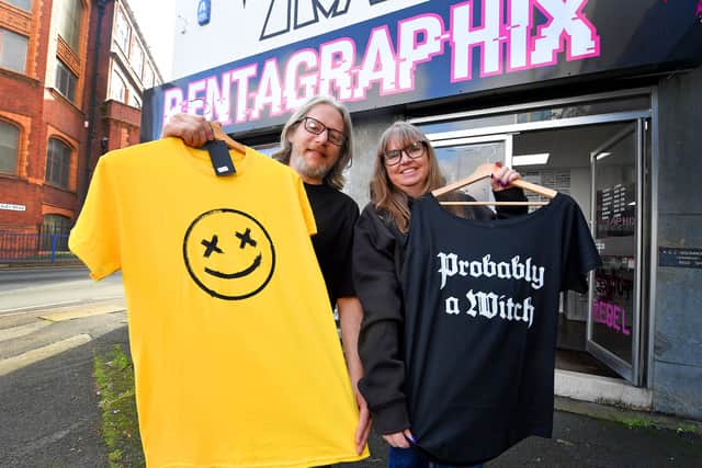 Chris and Sally Pearce-Jones at Pentagraphix, Hagley Road, Stourbridge. Pic: Tim Thursfield/Iconic Media Group