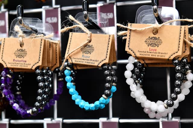 Crystal bracelets at Pentagraphix, Hagley Road, Stourbridge. Pic: Tim Thursfield/Iconic Media Group