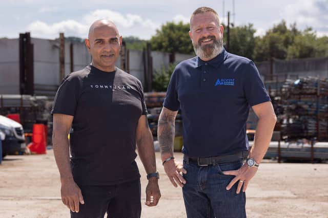 Nathan Huband, right, gave emergency first aid to scaffolder Raj Soni