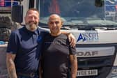 Boss Nathan Huband, left, saved the life of scaffolder Raj Soni