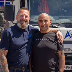 Boss Nathan Huband, left, saved the life of scaffolder Raj Soni