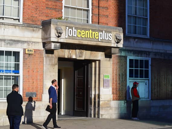 People entering and leaving a jobcentre