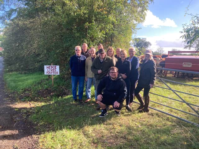 Residents And Councillors Andrew Adams And Chris Large At Levedale Road, Levedale, On Land Earmarked For A Visibility Splay For The Entrance To The Solar Farm