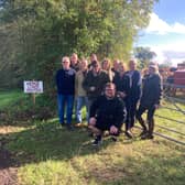 Residents And Councillors Andrew Adams And Chris Large At Levedale Road, Levedale, On Land Earmarked For A Visibility Splay For The Entrance To The Solar Farm