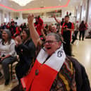 Supporters cheer as results begin to display at the pro-Canada watch party in Edmonton, Alberta