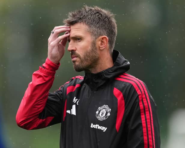 Manchester United manager Michael Carrick during a training session