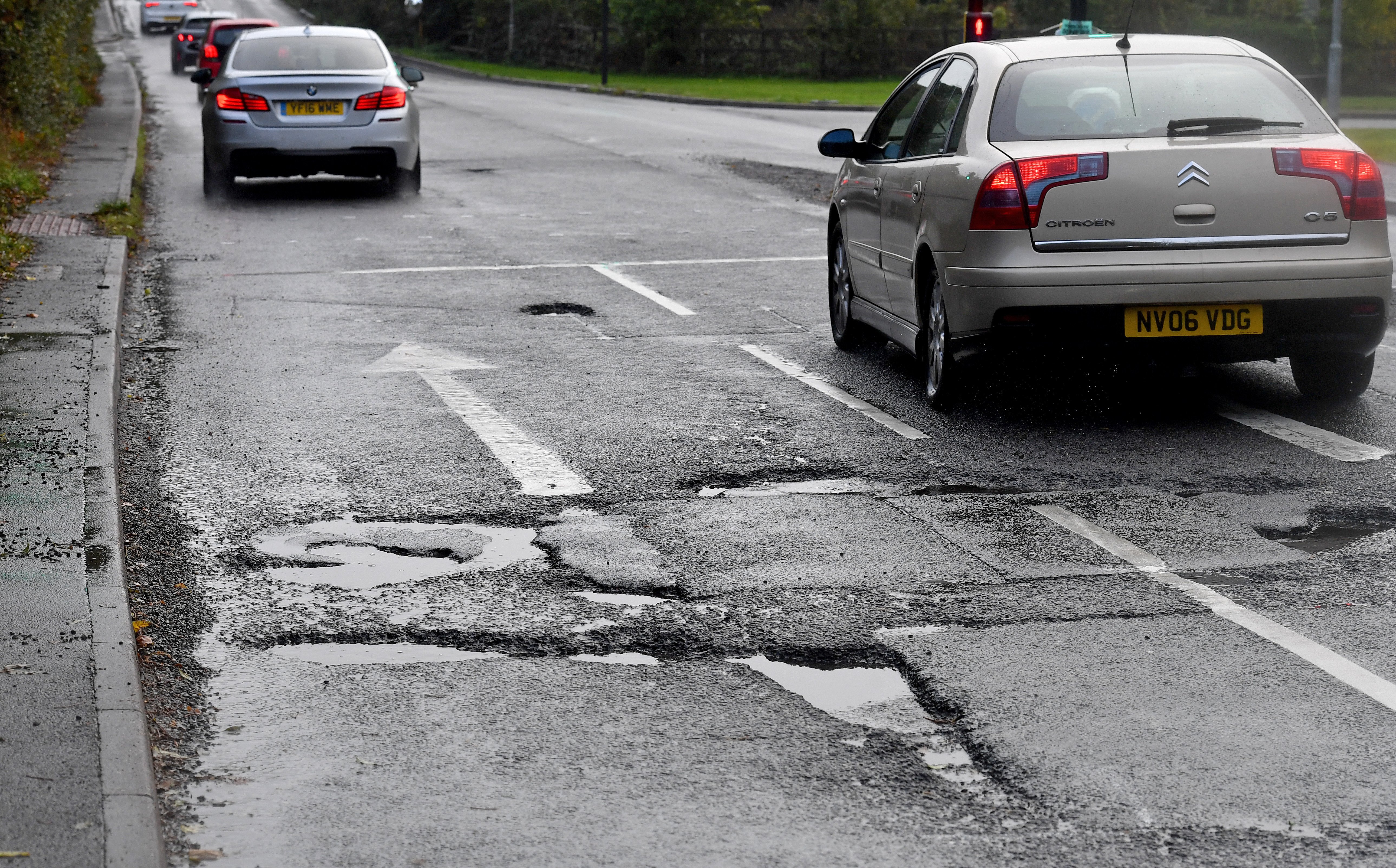 Potholes causing problems for drivers near Baggeridge Country Park