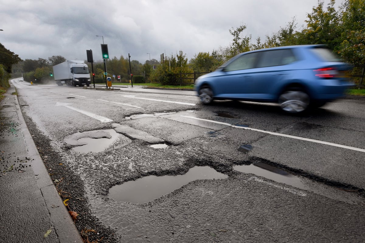 Potholes causing problems for drivers near Baggeridge Country Park