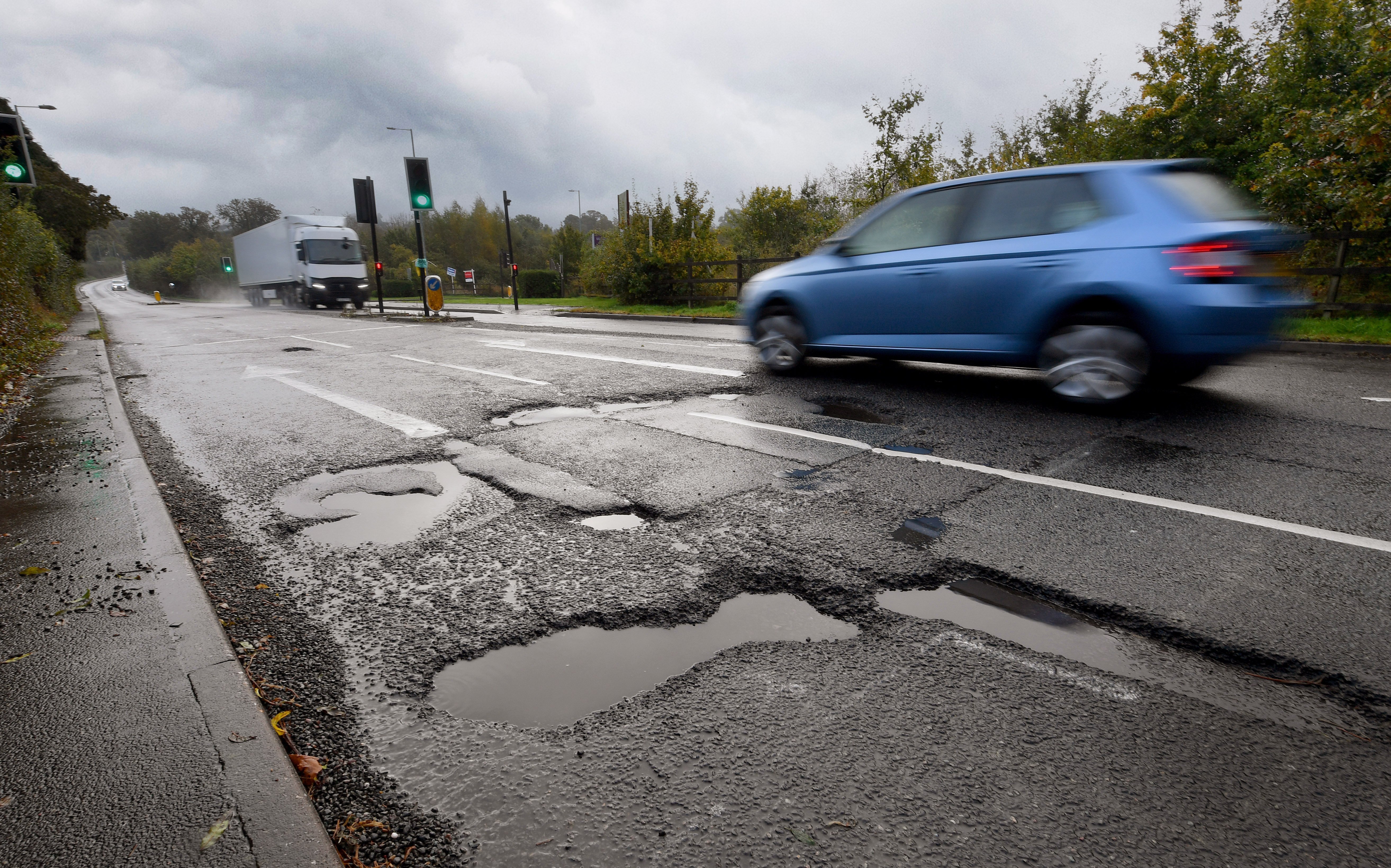Potholes causing problems for drivers near Baggeridge Country Park