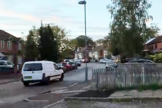 The van leaves the scene