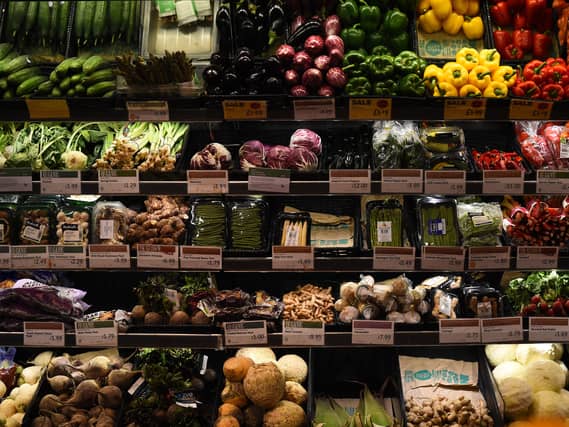 Fruit and vegetables for sale in a supermarket