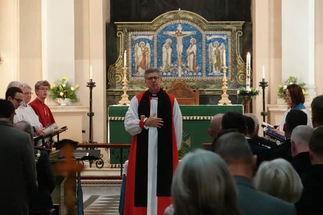 The Bishop of Dudley led the service and reflected on his own experiences of the fire. Photo: Diocese of Worcester
