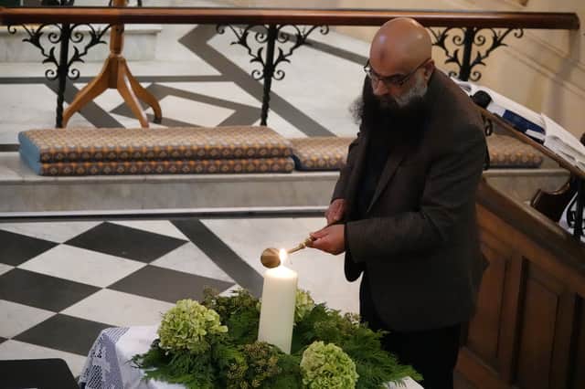 A candle was lit as a sign of hope during the service. Photo: Diocese of Worcester