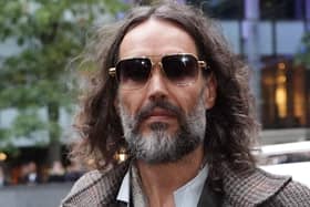 Russell Brand outside court