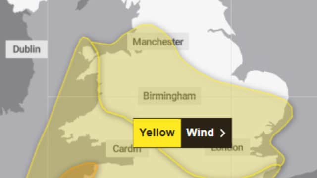Large parts of England are covered by the wind warning