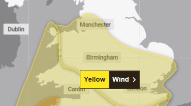 Large parts of England are covered by the wind warning