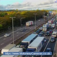 Severe M6 southbound congestion after accident near Walsall and Wolverhampton