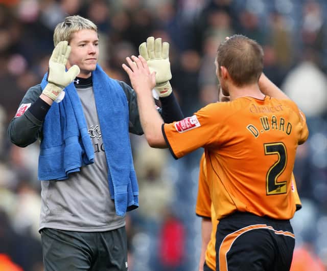 Darren Ward with former Wolves keeper Wayne Hennessey