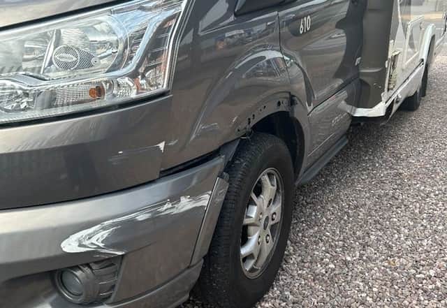 Motorhome bodywork damage of the kind Cannock Resprays specialises in repairing