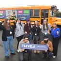 T-Level students at Sandwell College, with Lisa Capper, right