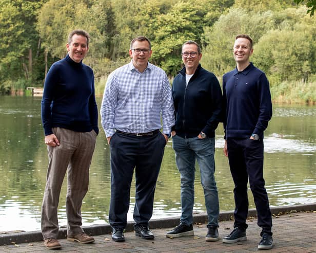 L-R: Andrew Goddon, Paul Hawksley, Philip Munk (all TWP) with James Beardmore (of DJH)
