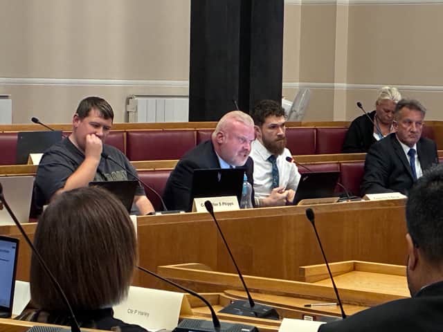 Cllr Damian Corfield (centre) at Dudley Cabinet in Oct 2026.