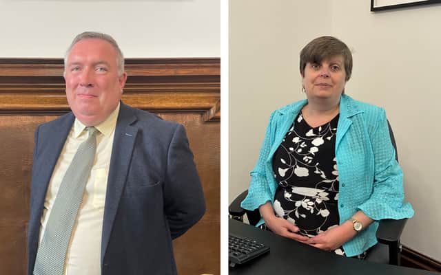 Walsall Council opposition leader Councillor Adrian Andrew (left) and council leader Councillor Elaine Williams