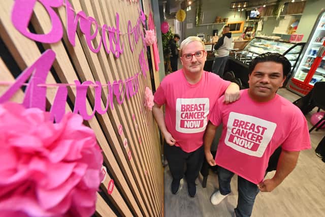 Meat Free Planet in Wolverhampton.  Aman the Manager has managed to scoop another award for the restaurant. Tonight he was having a Breast Cancer Now Charity night. Aman is pictured with Paul Ryder (from LGBT Sparkle), who was there to help with the charity night.