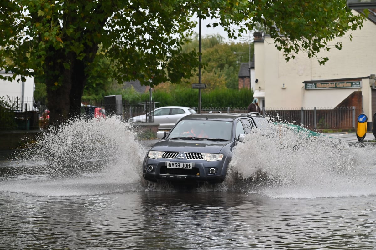 Photos show flooded streets and car parks across Stafford town centre