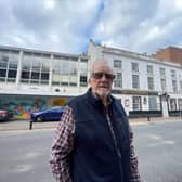 David Clark in Angel Street, in front of the empty Cricketers Arms pub and former Coop supermarket