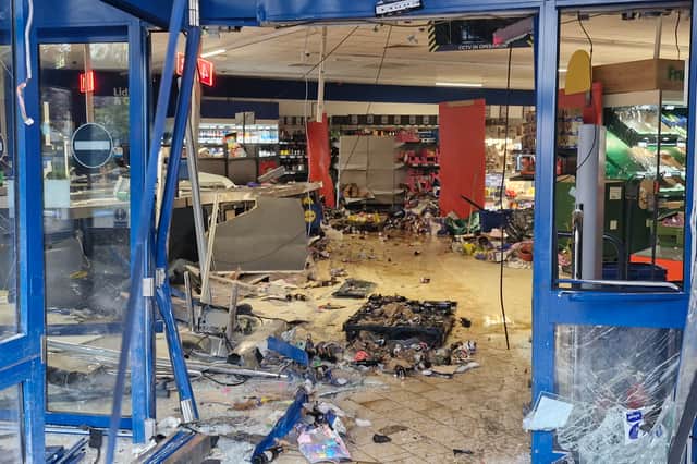 The scene of devastation inside Lidl after the car was recovered