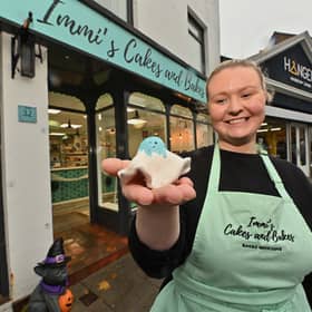 Ever So Creative in Newport have created a ghost trail around Newport , with ghosts in shop windows,  with tailor made little ghosts, made with the individual shops in mind.  Immi Kelly from Immi's Cakes and Bakes.