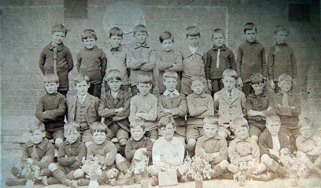 Another photo from the 1921 to 1924 period, loaned by former pupil Alf Evans, who is middle row, second from left. The late Mr Evans named some of the others - back row, second from left, Frank Smallman; fourth from right, Jim Wheatley; third from right, Joe Judson. Middle row, fifth from left Bernard Tease, fourth from right, Worsman (first name not remembered). Front, fourth from left, Joe Brown.  