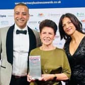 Ravi Nagra (Co-CEO) Helen Whitehouse (Operations Director) Anj Nagra (Co-CEO) of MSN Pharmacy Group collecting the Pharmacy Group of the Year award at the Pharmacy Business Awards 2026.