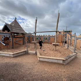 The huge new sandpit at Hockerhill Playbarn