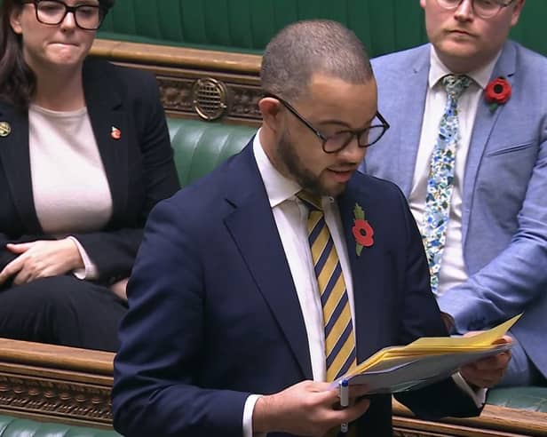 Newcastle-under-Lyme MP Adam Jogee during the House of Commons debate on jobs and employment in Staffordshire